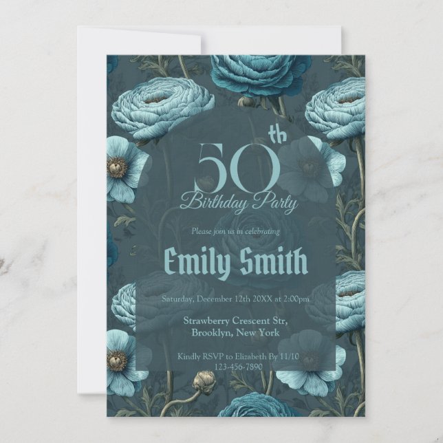 Invitation Colorful Ranunculus Flower Daughter’S Birthday (Devant)