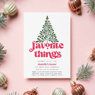Invitation Colorful Retro Tree Holiday Favorite Things Party