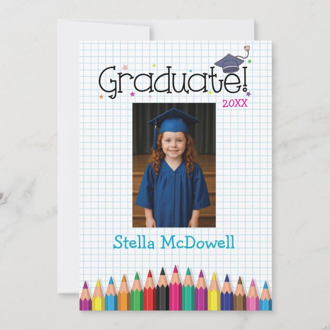 Invitation Colorful Tiny Grad Graduation (Devant)