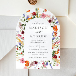 Invitation Colorful Watercolor Wildflower Arch Wedding