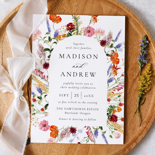 Invitation Colorful Watercolor Wildflower Arch Wedding (Créateur téléchargé)