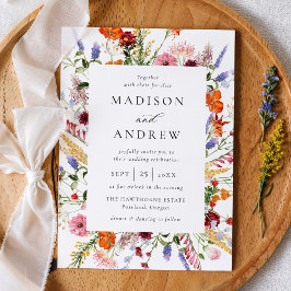 Invitation Colorful Watercolor Wildflower Wedding