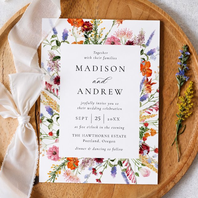 Invitation Colorful Watercolor Wildflower Wedding (Créateur téléchargé)