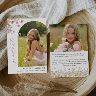 Invitation Colorful Wildflower Graduation Photo Announcement