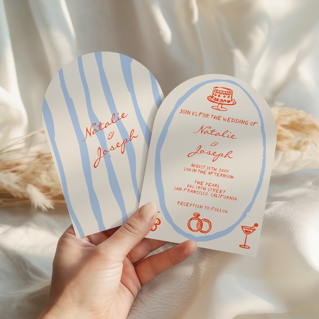 Invitation Colorful Written Painted Whimsical Arched Wedding (Créateur téléchargé)