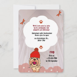 Invitation Colorfull mignon Illustré Chien Anniversaire