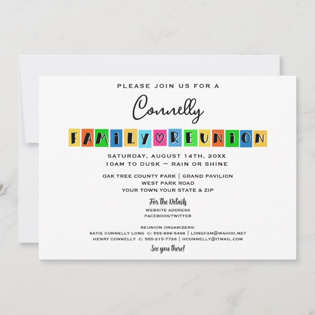 Invitation Colorque Fun Party Retrouvailles familiales Invita (Devant)