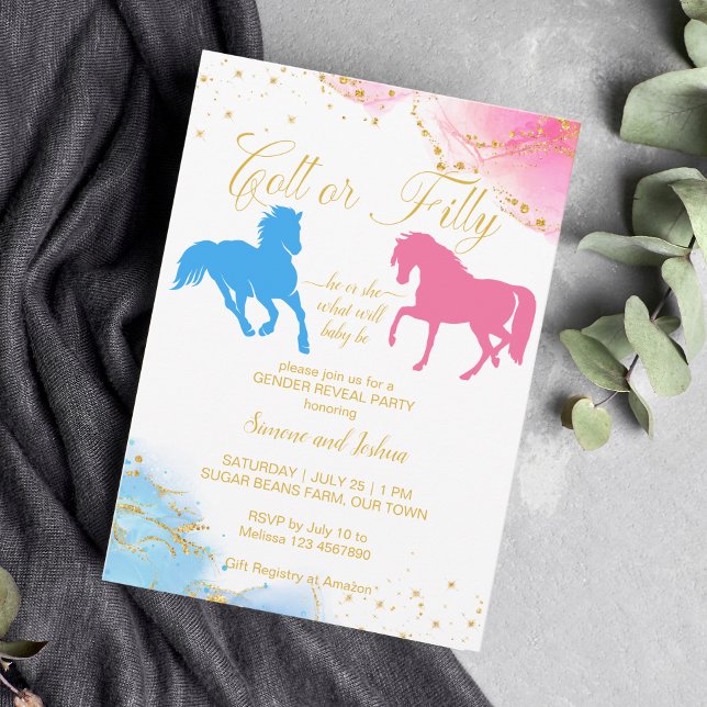 Invitation Colt ou filin Il ou elle rose bleu sexe révéler (Créateur téléchargé)