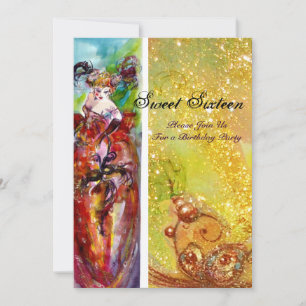 Invitation COLUMBINE, Mardi Gras, Sweet 16 Masquerade Party