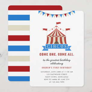 Invitation Come One Come All Circus Anniversaire de enfant Pa