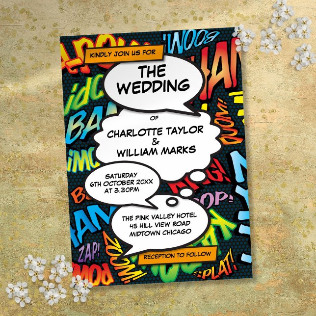 Invitation Comic Book Modern Fun Mariage (Comic Book Modern Fun Wedding Invitation)