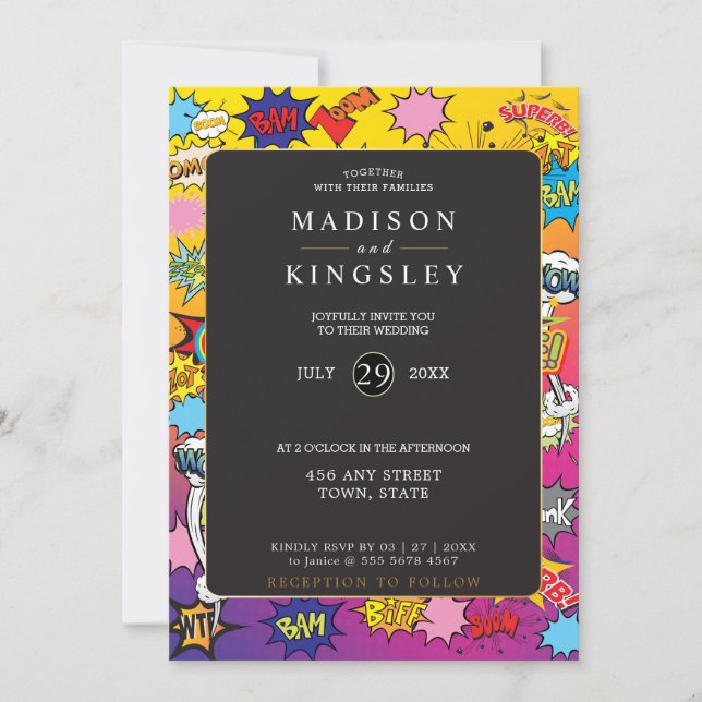 Invitation Comic Book Pop Art 💥 🎉 Mariage incroyable (Devant)