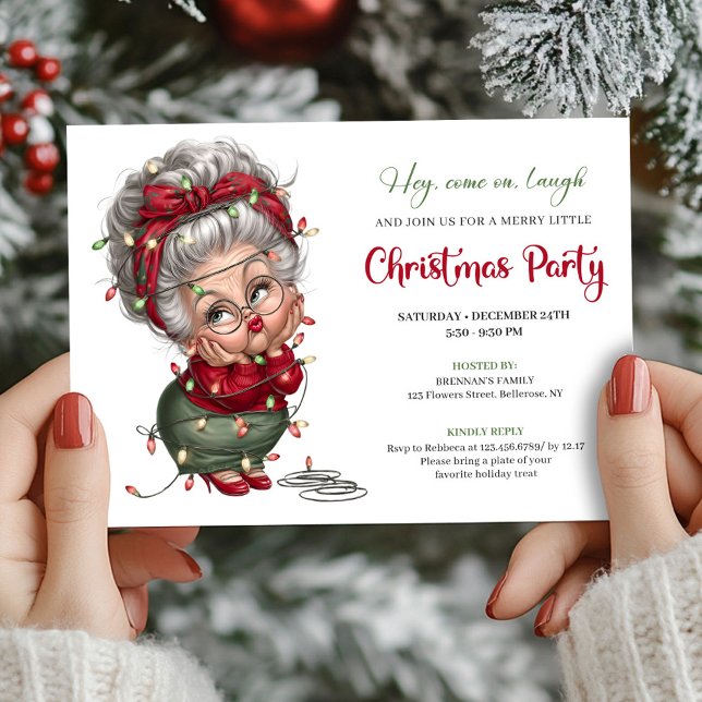 Invitation Comic Grandma Festive Christmas Celebration Invite (Comic Grandma Festive Christmas Celebration Invite)