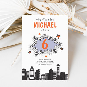 Invitation Comics Book Superhero N'importe quel âge Anniversa