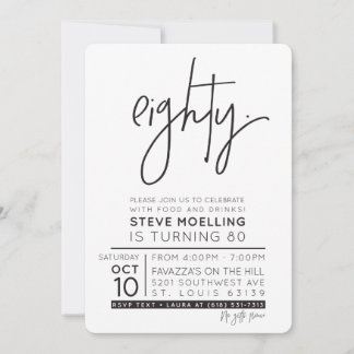 Invitation COMMANDE PERSONNALISÉE Fête d'anniversaire des 80 