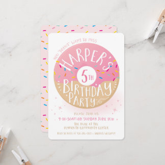 Invitation COMMANDE SPÉCIALE Gâteau donut mignon pour les 5 a