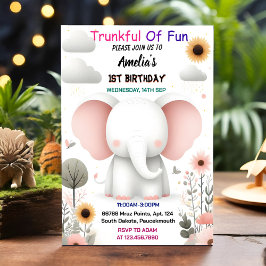 Invitation Comme Bois Blanc Eléphant Anniversaire Premier 1er
