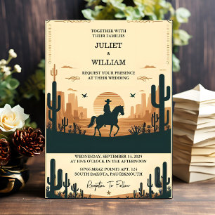 Invitation Comme Desert Rodeo Retro Horse Rustique Mariage oc