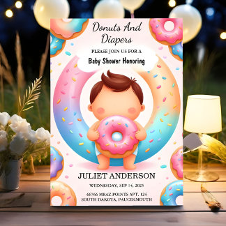 Invitation Comme Dreams Bleu Rose Donuts Et Diapers Baby show