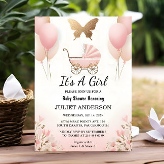 Invitation Comme Rose Boho Gold Maman Chic Printemps Baby Gir