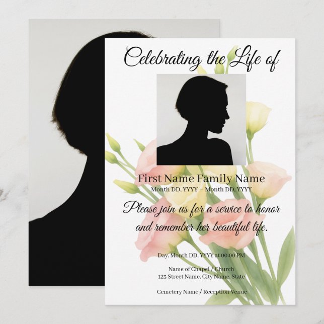 Invitation commémorative de fleurs  (Devant / Derrière)