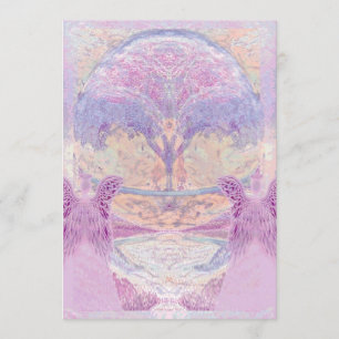 Invitation commémorative   Deux anges et arbre