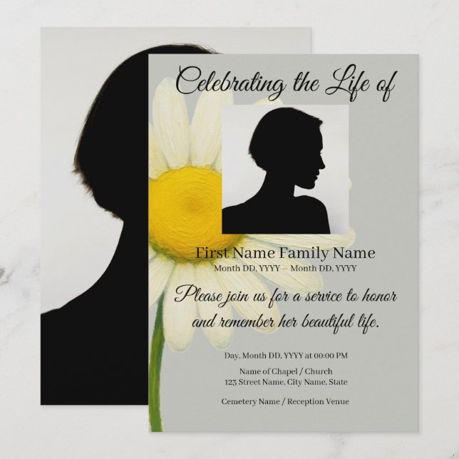 Invitation commémorative Grey Daisy (Devant / Derrière)