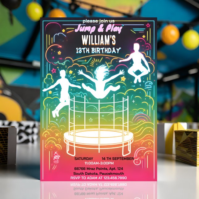 Invitation commencer garçons enfants cool trampoline Park 13e (Créateur téléchargé)