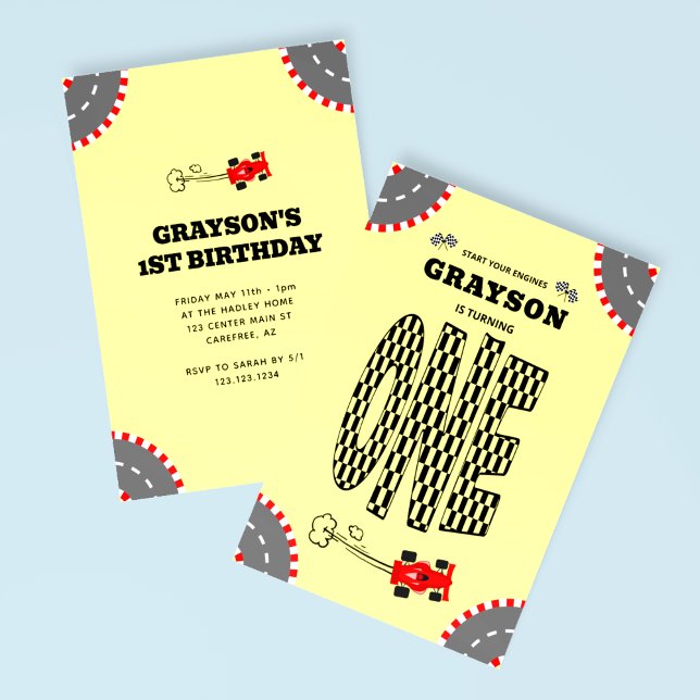 Invitation Commencez vos courses de moteurs 1er anniversaire (Créateur téléchargé)