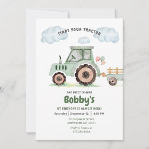 Invitation Commencez votre tracteur 1er anniversaire Invitati