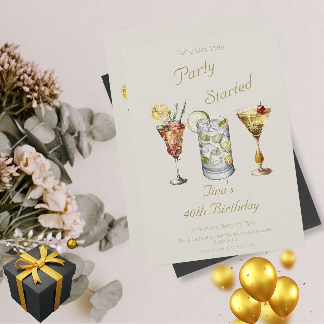 Invitation Commençons cette fête pour adultes 40e anniversair (Let's Get This Party Started)