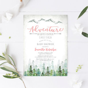 Invitation Commençons l'aventure forêt Baby Shower