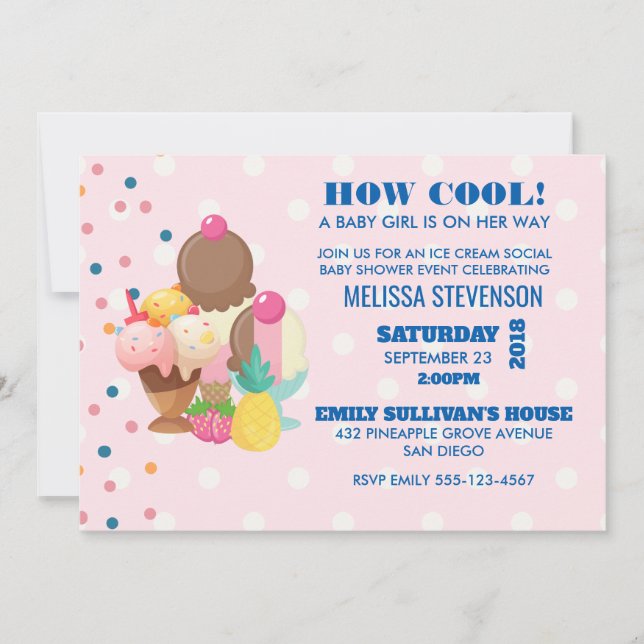 Invitation Comment Cool baby shower glace crème sociale (Devant)