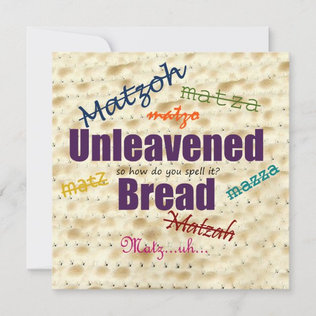 Invitation Comment épeler l'invitation Matzoh Seder (Devant)