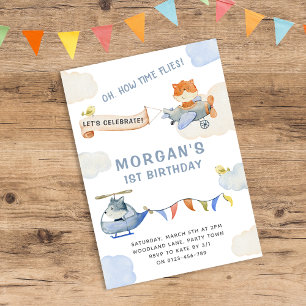 Invitation Comment le temps vole aquarelle plan premier anniv