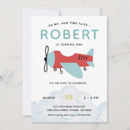 Invitation Comment le temps vole avion Anniversaire, Avion mo