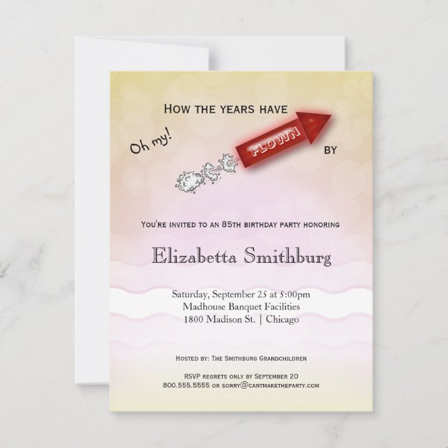 Invitation Comment les années ont volé par - anniversaire (Devant)