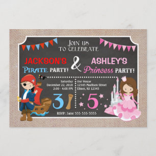 Invitation commune d'anniversaire de princesse et