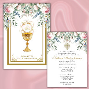 Invitation Communion Catholique Eucharistie Florale