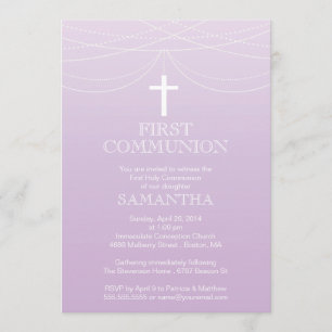 Invitation Communion moderne de la croix de Garland violet om