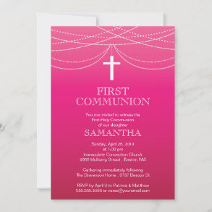 Invitation Communion moderne Pink Ombre Garland