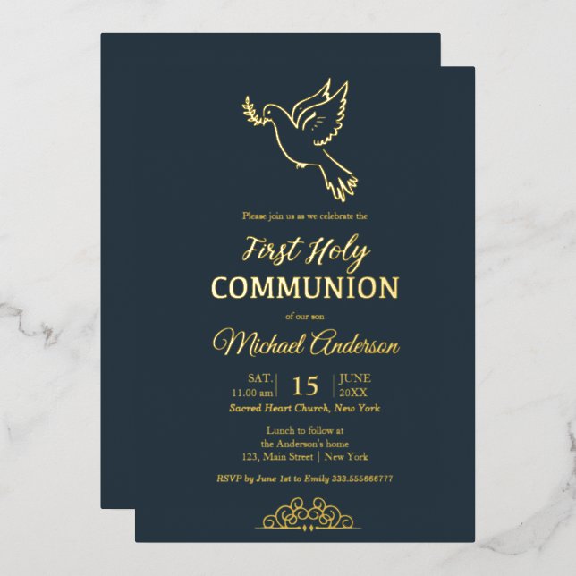 Invitation communion or et bleu (Recto/Verso)