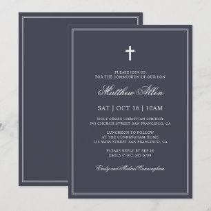 Invitation Communion Pour Lui Croix classique élégante