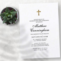 Communion pour lui minimaliste avec Faux Gold Cros