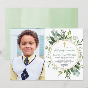Invitation communion sacrée des eucalyptus, verdure photo mod