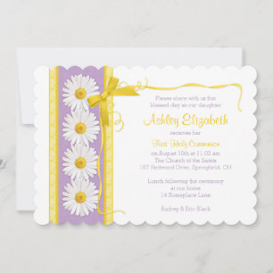 Invitation communion violet jaune Shasta Daisy