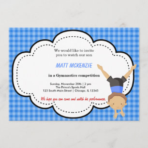 Invitation Compétition de garçons gymnastique (Bleu)