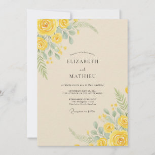 Invitation Composition Florale Jaune de Mariage