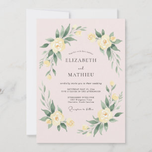 Invitation Composition florale luxuriante de crème pour maria