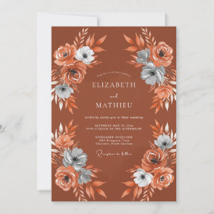 Invitation Composition florale Terracotta pour mariage